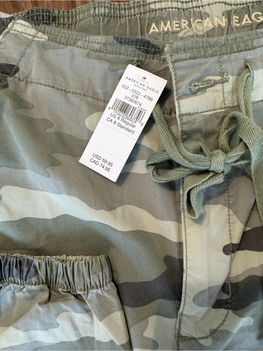 American Eagle Outfitters Olive Green Camo Drawstring Pants